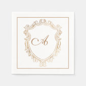 Elegant Gold Monogram Initial Serviette (Vorderseite)