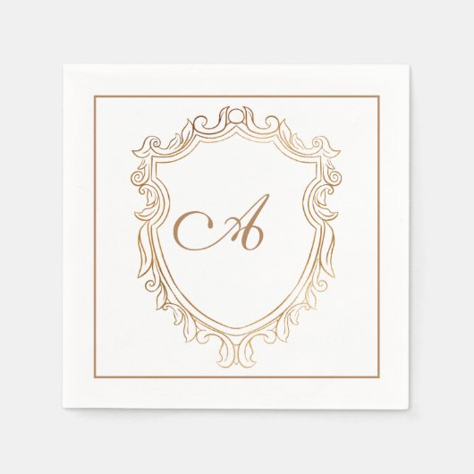 Elegant Gold Monogram Initial Serviette (Vorderseite)