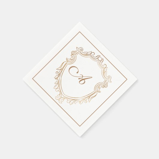 Elegant Gold Monogram Initial Serviette (Ecke)