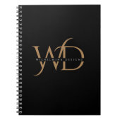 Elegant Gold Monogram Luxurious Typography Black Notizblock (Vorderseite)