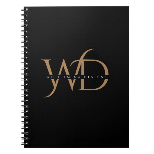 Elegant Gold Monogram Luxurious Typography Black Notizblock (Vorderseite)