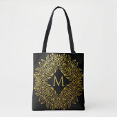 Elegant Gold Monogram Mandala Luxury Tasche (Vorderseite)