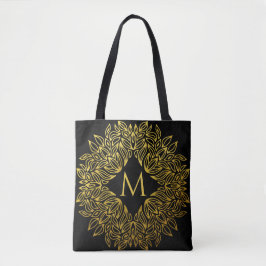 Elegant Gold Monogram Mandala Luxury Tasche
