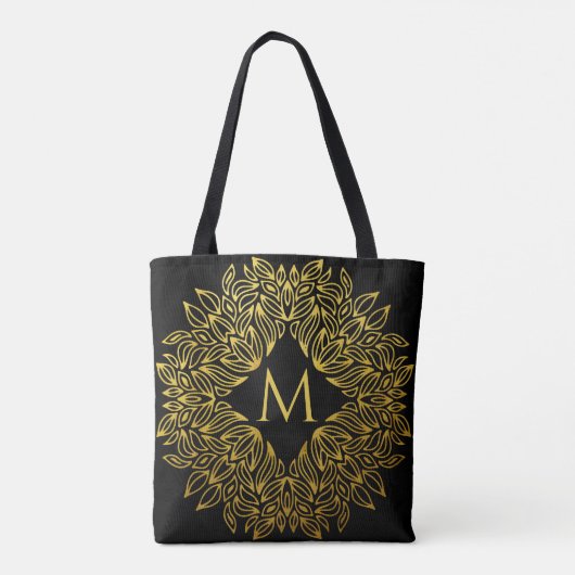Elegant Gold Monogram Mandala Luxury Tasche (Rückseite)