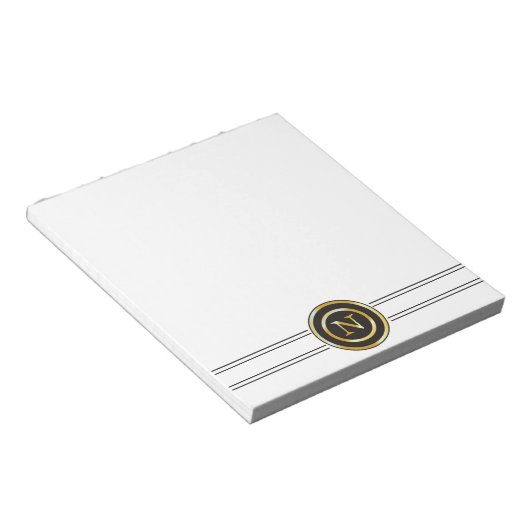 Elegant Gold Monogram N Notizblock (angewinkelt)