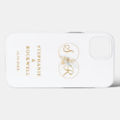 Elegant Gold Monogram Name Initial Wedding Case-Mate iPhone Hülle (Rückseite (Horizontal))