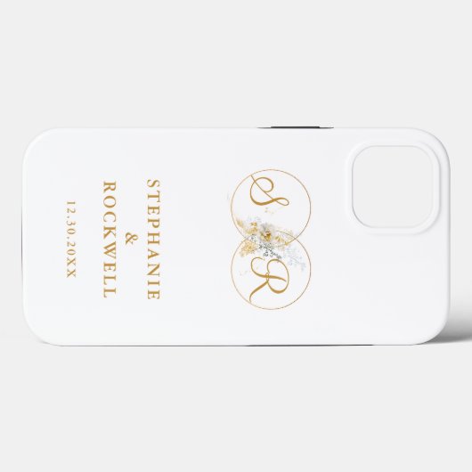 Elegant Gold Monogram Name Initial Wedding Case-Mate iPhone Hülle (Rückseite (Horizontal))