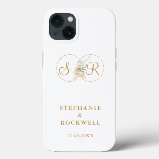 Elegant Gold Monogram Name Initial Wedding Case-Mate iPhone Hülle (Rückseite)