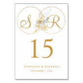 Elegant Gold Monogram Name Initial Wedding Tischnummer (Vorderseite)