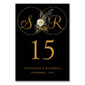 Elegant Gold Monogram Name Initial Wedding Tischnummer (Vorderseite)
