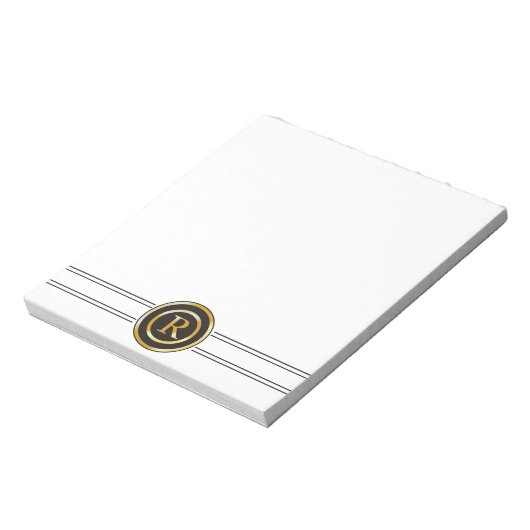 Elegant Gold Monogram R Notizblock (Rotiert)