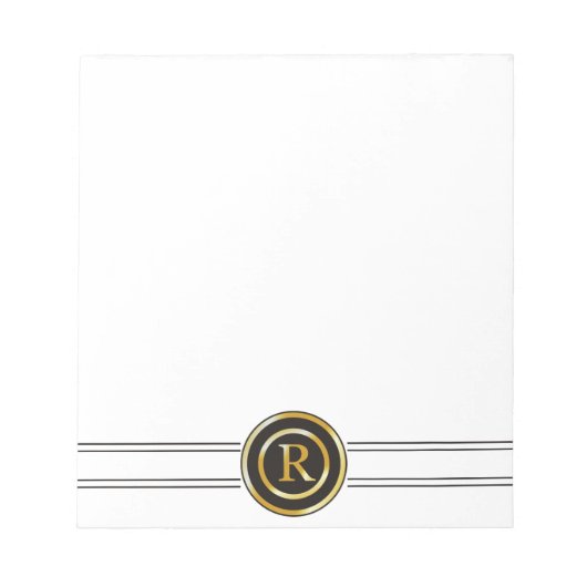 Elegant Gold Monogram R Notizblock (Vorderseite)