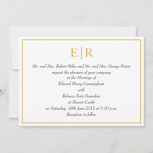 Elegant Gold Monogram Royal Wedding Einladung (Vorderseite)