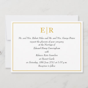 Elegant Gold Monogram Royal Wedding Einladung