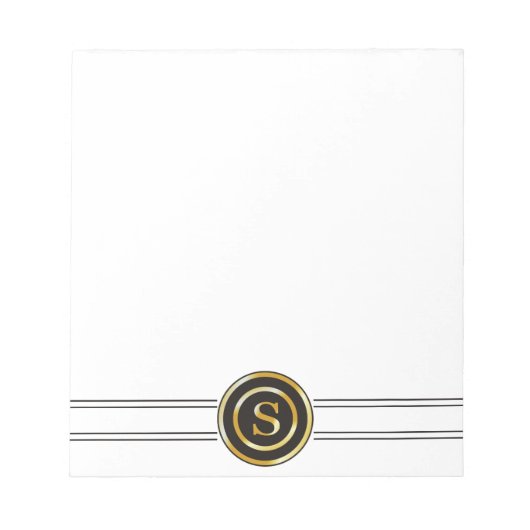 Elegant Gold Monogram S Notizblock (Vorderseite)