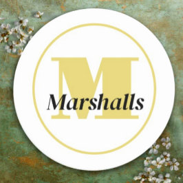 Elegant Gold Monogram Script Name  Runder Aufkleber