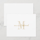Elegant Gold Monogram Script Serif Mitteilungskarte (Vorne/Hinten)