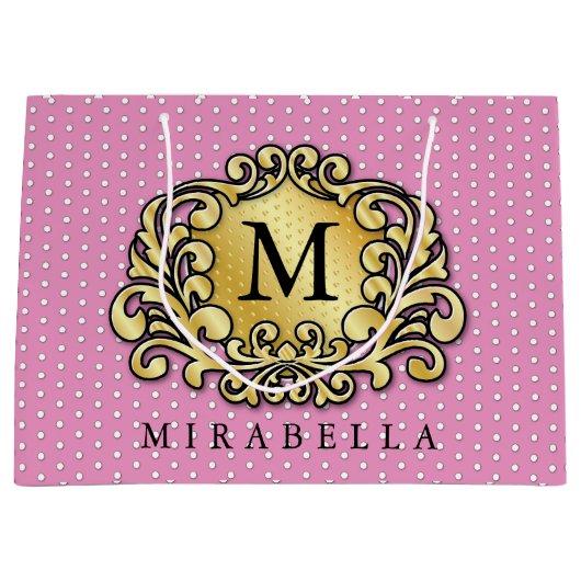 Elegant Gold Monogram Stilvoll Minimalistisch Große Geschenktüte (Vorderseite)