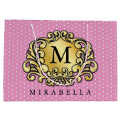 Elegant Gold Monogram Stilvoll Minimalistisch Große Geschenktüte (Rückseite)
