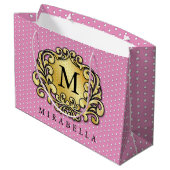 Elegant Gold Monogram Stilvoll Minimalistisch Große Geschenktüte (Rückseite Schrägansicht)