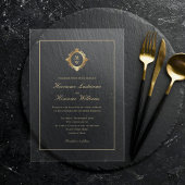 Elegant Gold Monogram Stylish Wedding Transparent Acryleinladungen