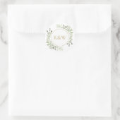 Elegant Gold Monogram Watercolor Greenerity Weddin Runder Aufkleber (Tasche)