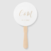 Elegant Gold Monogram Wedding Hand Fan Fächer (Rückseite)