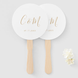 Elegant Gold Monogram Wedding Hand Fan Fächer