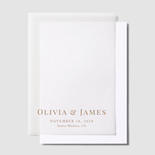 Elegant Gold Monogram Wedding Overlay Pergament Einladungen (Versetzt)