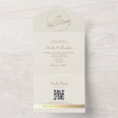 Elegant Gold Monogram Wedding QR Code All In One Einladung (Innen Boden)