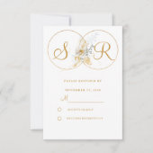 Elegant Gold Monogram Wedding RSVP (Vorderseite)