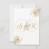 Elegant Gold Monogram Wedding RSVP (Rückseite)