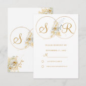 Elegant Gold Monogram Wedding RSVP Karte (Vorne/Hinten)