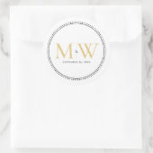 Elegant Gold Monogram Wedding Runder Aufkleber (Tasche)