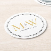 Elegant Gold Monogram Wedding Runder Pappuntersetzer (Angewinkelt)