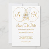 Elegant Gold Monogram Wedding Save The Date (Vorderseite)