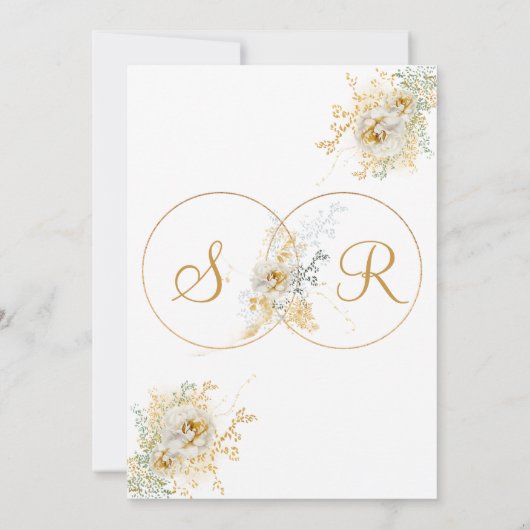 Elegant Gold Monogram Wedding Save The Date (Rückseite)