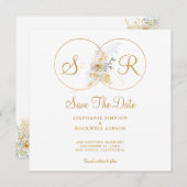 Elegant Gold Monogram Wedding Save the Date (Vorne/Hinten)
