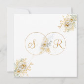 Elegant Gold Monogram Wedding Save the Date (Rückseite)