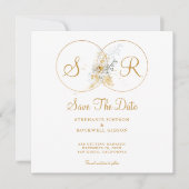 Elegant Gold Monogram Wedding Save the Date (Vorderseite)