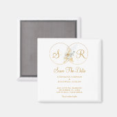 Elegant Gold Monogram Wedding Save the Date Magnet (Vorderseite/Rückseite)