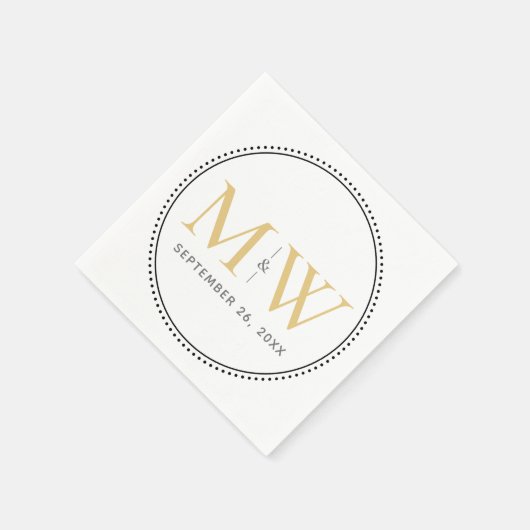 Elegant Gold Monogram Wedding Serviette (Ecke)
