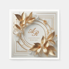 Elegant Gold Monogram Wedding  Serviette