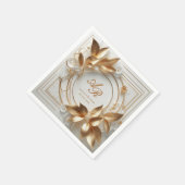 Elegant Gold Monogram Wedding  Serviette (Ecke)