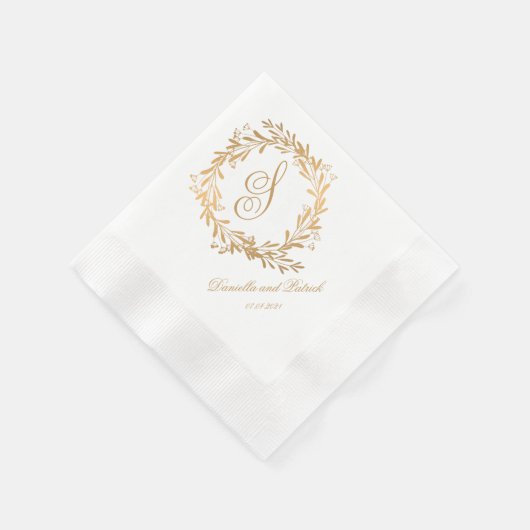 Elegant Gold Monogram Wedding Serviette (Ecke)