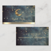 Elegant Gold Moon Stars Watercolor Visitenkarte (Vorne/Hinten)