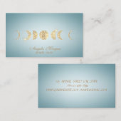 Elegant Gold Moons Blue Visitenkarte (Vorne/Hinten)