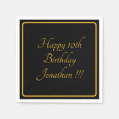 Elegant Gold Name Happy Birthday Paper Napkin Serviette (Vorderseite)