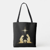 Elegant Gold Nativity Scene | Modernes Christlich Tasche (Rückseite)