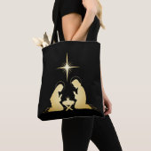 Elegant Gold Nativity Scene | Modernes Christlich Tasche (Von Nahem)